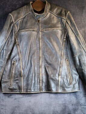 VTG Fulmer Biker Jacket Mens 44 Brown Leather Cowhide Motorcycle Zip Up